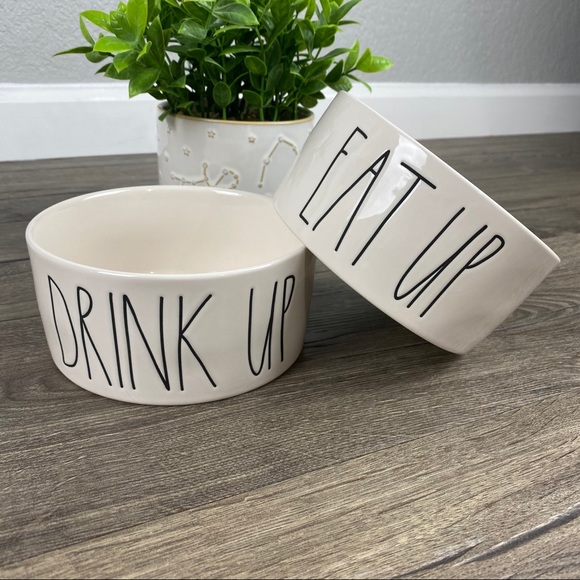 Rae Dunn Other - Rae Dunn DRINK UP / EAT UP Dog Bowl Set NWT